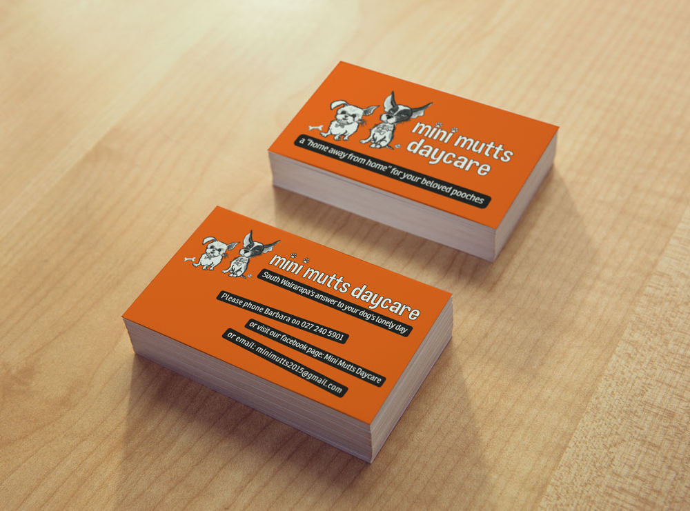 Business Card Design for Mini Mutts Daycare in Featherston, Wairarapa