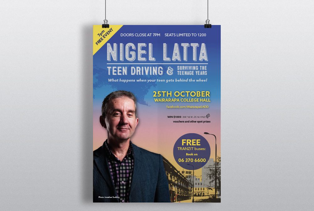 Poster Design – Nigel Latta for Wairarapa Road Safety Council